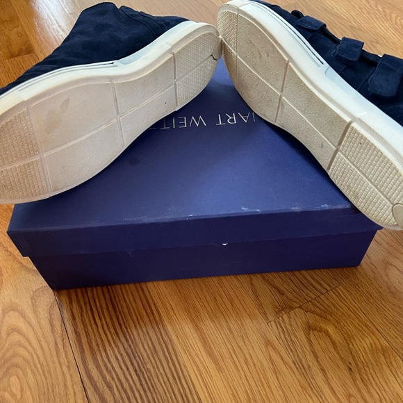 NEW!!!  Stuart Weiztman Blue Suede Speedwalk Sneakers - Picture 6 of 7